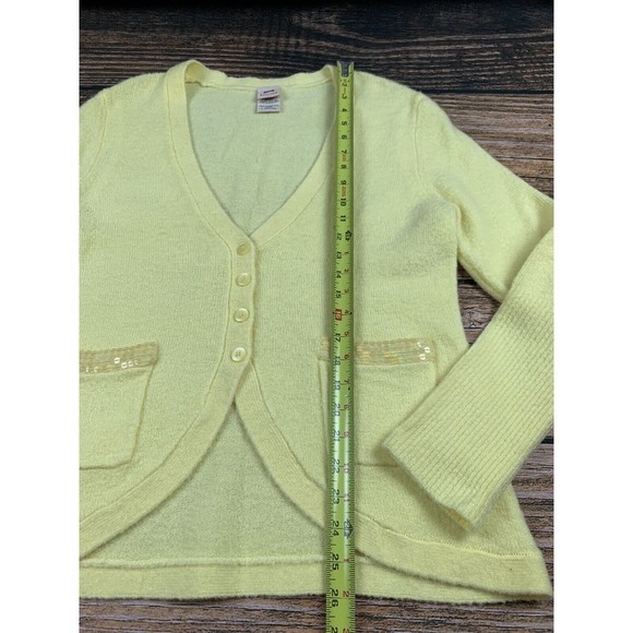 VTG Faded Glory Stretch Women’s L 12-14 Cardigan Sweater Soft  Button Up Yellow - Picture 9 of 12